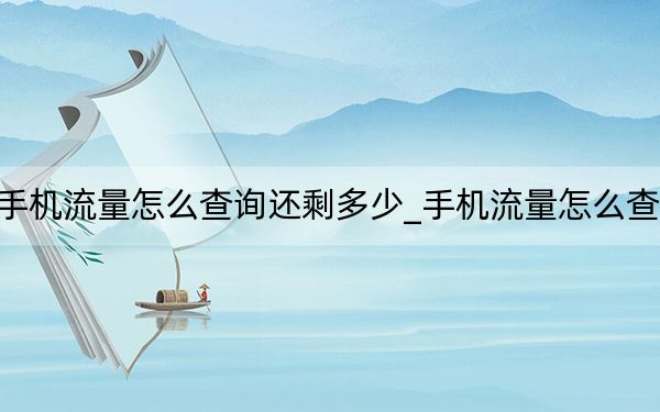 手机流量怎么查询还剩多少_手机流量怎么查询