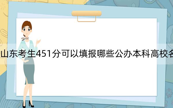 山东考生451分可以填报哪些公办本科高校名单？ 2024年高考有19所最低分在451左右的大学